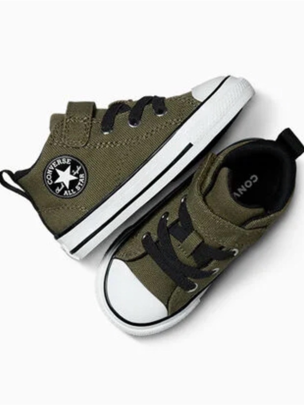 Converse Kids Olive and Black Low-Top Sneakers with Strap